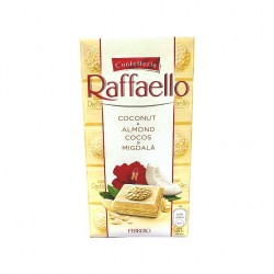 Ciocolata alba cu cocos si crema migdale Raffaello 90 gr.